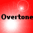 Red background with four white light bursts and black text reading "Overtone" in two , each burst shifting position across frames