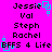 Pixelated text list on bright pink background with cyan square animations, showing names and "BFFS 4 Life" in black block letters.
