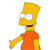 Pixelated cartoon character with yellow skin, orange shirt, and open mouth showing red tongue, standing against white background.