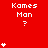 Red background with repeated 'Kames Man ?' text and varying white star counts per