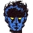 Pixelated blue-skinned character with dark hair and yellow eyes, rendered in low-resolution digital art style.