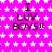 A static image with a bright pink background covered in white star patterns, displaying repeated text "I LUV BOYS!!" in dark brown pixelated font.
