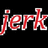 Red and white stylized text 'jerkjerk' appears in two stacked sections on a black background with a gray rectangle on the right.