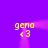 Four identical yellow text blocks reading 'geno <3' arranged in a square on a purple background with pink light effects.