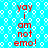 Red text on a blue background with white circular patterns, repeating the phrase "yay i am not emo!" in two vertical