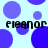 Pixelated blue and purple circles on light blue background with repeated text "eleanor" in black pixelated font.