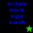 Pixelated text list with two star symbols on black and green backgrounds, blue letters on dark background, white letters on light background.