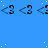 Blue background with repeating black <3 and :<3 icons, scattered light blue dots, gray rectangle in bottom right corner.