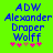 Blue pixelated text on bright green background with pink and brown star-like symbols below, showing animation change in symbol colors.