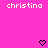 Pixelated pink background with repeated white text 'christina' and black heart/arrow symbols in a