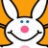 Animated contact sheet showing a cartoon bunny mascot with orange background and pixelated text "whatever you moron" across four frames.