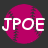A static pixelated icon features a magenta circle with dark cracks on a black background, overlaid by white blocky text reading 'JPOE' in uppercase letters.