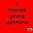 Red background with repeated black text "i loove gina gattone" and white pixelated hearts, partially cropped at bottom right.
