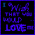 A 3x3 contact sheet of seven animated frames showing a pixelated text-based icon with the phrase "I Wish THAT YOU WOULD LOVE me" in varying blue and cyan colors, some frames containing small heart symbols replacing parts of the text.