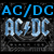 Four distinct AC/DC-themed buddy icons arranged in a , each with unique text and color variations on a dark background