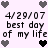 Pixelated text and heart icons arranged in a with alternating heart colors on a light background