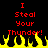 Red pixelated text reads "I Steal Your Thunder!" above yellow and black pixelated flames on a black background.