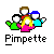 Pixelated icon shows four figures in a group pose with distinct clothing colors and one figure wearing a blue hat, below text reading "Pimpette".