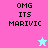 Pixelated text "OMG ITS MARIVIC" on four colored backgrounds with a star icon changing color between frames.