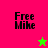 Four display 'Free Mike' text with a star symbol changing color between bright green and pink on alternating backgrounds