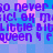 Pixelated text repeats 'so never so never mic! ok mic! ok m little bit little bit queen & equeen & e' across a blue and pink checkered background.