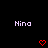 Pixelated of three and three showing repeated 'Nina' text above red heart icons on black background, with one gray square in bottom-right corner