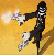 A pixelated character in a dynamic pose holding a gun, with alternating color variations and background lighting changes