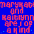 Blue background with repeated red text 'marykabmarykabmarykab' and 'kaitlynn are of a kind' in pixelated font, with small cyan dots scattered across the image.