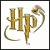 Golden 'Hp' letters with a lightning bolt design, surrounded by swirling colored lines in brown, green, blue, purple, and pink.