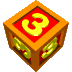 orange cubes with red faces displaying yellow number '3' symbols, each cube rotated to show multiple sides against a gray background