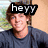 A person in a dark blue shirt with text overlays reading 'heyy', 'ilovee', and 'lyndsi' across different frames.