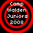 Four identical circular red-and-black icons with white text reading "Camp Walden Juniors 2008" arranged in a