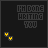 Animated pixel art icon with dark background showing 'I HATE WRITING YOU' text and yellow arrow, transitioning through color variations of red/orange/yellow/green.