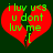 Red broken heart with green text 'i luv u <3 u dont luv me :[' on dark background, two identical frames side-by-side.