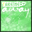 Green pixelated background with white text 'TAKE ME' and 'away' in cursive, featuring subtle snowflake-like patterns.