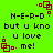Green background with black text reading 'N-E-R-D but u kno u love me!' and red square-shaped pixel art elements.