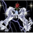 Pixelated static image of a white, winged figure with a red rose on its head against a black background.