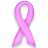 Static pink breast cancer awareness ribbon icon with pixelated edges and subtle gray shadow effect on white background.