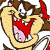 Animated cartoon character with brown fur and red accents appears in multiple states including a full face, spinning motion, and partial views.