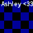 Blue and black checkered background with repeated white text 'Ashley <33' across the image.