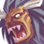 Pixelated static image of a cartoonish monster face with sharp teeth and glowing eyes, rendered in low-resolution 256x256 pixels.