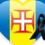 Static icon features a yellow vertical banner with a red and white cross, flanked by blue curved shapes and a black silhouette on the right.