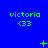 Blue background with green text 'victoria <33' repeated in a , animated symbols changing across frames