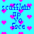 Pixelated blue text reading "scufflern up yo face" on a cyan background with scattered pink hearts, no visible animation changes.