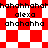 Red and white checkered background with repeated text 'hahahahaha', 'alexa', and 'ahahahha' in black pixelated font across two distinct layouts