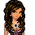 Pixel art contact sheet showing a female character in multiple views with pink text reading "Rocker Babe!" on black background.