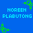 Blue background with repeated cyan text and green pixel art elements arranged in a pattern