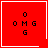 Red square icon with white border displaying 'OMG' text in pixelated font, featuring a heart symbol in bottom-right corner of one frame and a starburst symbol in another.