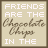 Animated sequence of six showing text variations on a beige background with brown borders, each displaying different lettering styles for "Friends are the Chocolate Chips in the Cookie of Life"