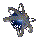 Animated sequence of a blue and silver star-shaped object with rotating arms against a gray background.